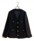 ANAYIアナイ）の古着「ウールプリペラVネックロングジャケット」｜ネイビー