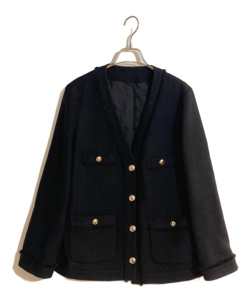 ANAYI（アナイ）ANAYI (アナイ) ウールプリペラVネックロングジャケット ネイビー サイズ:40の古着・服飾アイテム