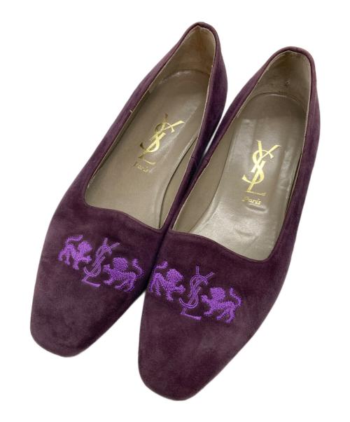 Yves Saint Laurent（イヴサンローラン）Yves Saint Laurent (イヴサンローラン) ロゴ刺繍オペラシューズ パープル サイズ:36の古着・服飾アイテム