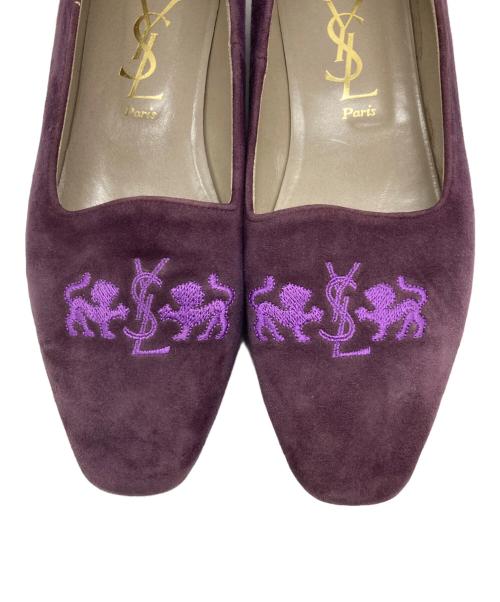 Yves Saint Laurent（イヴサンローラン）Yves Saint Laurent (イヴサンローラン) ロゴ刺繍オペラシューズ パープル サイズ:36の古着・服飾アイテム