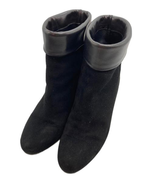 FABIO RUSCONI（ファビオルスコーニ）FABIO RUSCONI (ファビオルスコーニ) スウェード切替ショートブーツ ブラック サイズ:36 1/2の古着・服飾アイテム