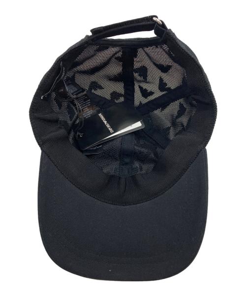 EMPORIO ARMANI（エンポリオアルマーニ）EMPORIO ARMANI (エンポリオアルマーニ) ジャカードメッシュ素材 オールオーバーイーグルキャップ ブラックの古着・服飾アイテム
