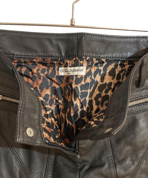 DOLCE & GABBANA（ドルチェ＆ガッバーナ）DOLCE & GABBANA (ドルチェ＆ガッバーナ) レオパードレザーバイカーパンツ ブラック サイズ:46の古着・服飾アイテム