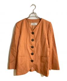 Yves Saint Laurent（イヴサンローラン）の古着「シルク混ノーカラージャケット」｜オレンジ