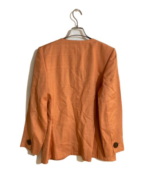 Yves Saint Laurent（イヴサンローラン）Yves Saint Laurent (イヴサンローラン) シルク混ノーカラージャケット オレンジ サイズ:Sの古着・服飾アイテム