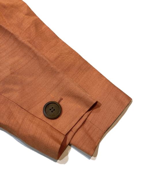 Yves Saint Laurent（イヴサンローラン）Yves Saint Laurent (イヴサンローラン) シルク混ノーカラージャケット オレンジ サイズ:Sの古着・服飾アイテム