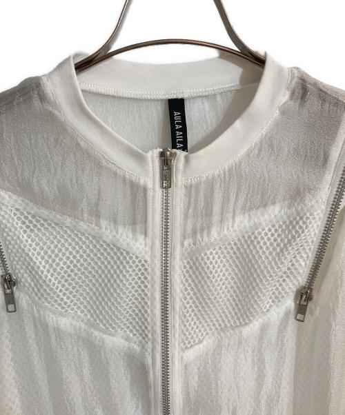 AULA AILA（アウラアイラ）AULA AILA (アウラアイラ) ZIP UP SHEER TOPS/ジップアップトップス ホワイトの古着・服飾アイテム