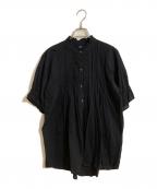 PINK HOUSEピンクハウス）の古着「ピンタック フリル ブラウス」｜ブラック