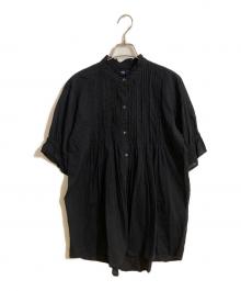 PINK HOUSE（ピンクハウス）の古着「ピンタック フリル ブラウス」｜ブラック