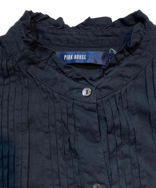 PINK HOUSE（ピンクハウス）PINK HOUSE (ピンクハウス) ピンタック フリル ブラウス ブラック サイズ:不明の古着・服飾アイテム