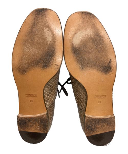 HIROFU（ヒロフ）HIROFU (ヒロフ) パイソンレザーシューズ ブラウン サイズ:22の古着・服飾アイテム