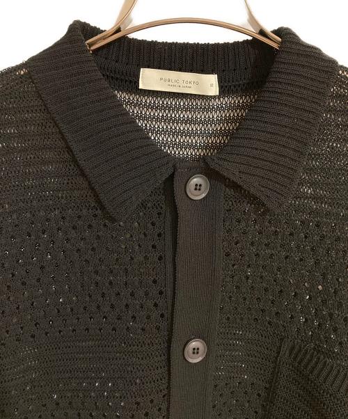 PUBLIC TOKYO（パブリックトウキョウ）PUBLIC TOKYO (パブリックトウキョウ) ショートスリーブメッシュポロカーデ ブラック サイズ:2 未使用品の古着・服飾アイテム