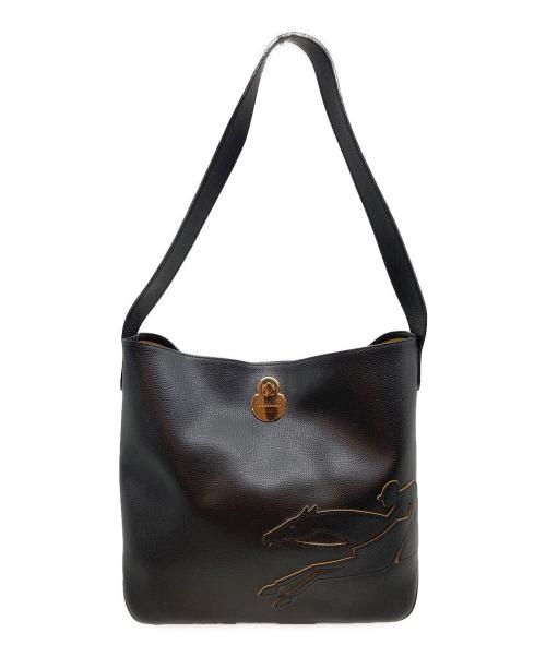 LONGCHAMP（ロンシャン）LONGCHAMP (ロンシャン) ショップイットレザートートバッグ ネイビーの古着・服飾アイテム