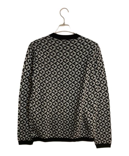 EMPORIO ARMANI（エンポリオ アルマーニ）EMPORIO ARMANI (エンポリオアルマーニ) ジオメトリッククルーネックウールニット ブラック サイズ:XLの古着・服飾アイテム