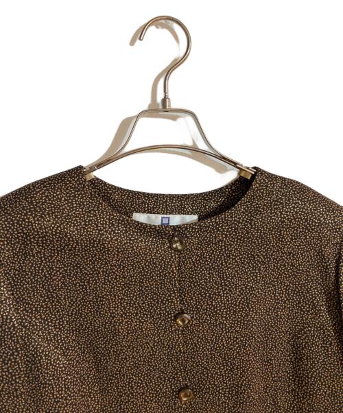 GIVENCHY（ジバンシィ）GIVENCHY (ジバンシィ) ビジューボタンノーカラージャケット ブラウン サイズ:14の古着・服飾アイテム