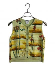 HERMES（エルメス）の古着「セリエボタンスカーフ柄ニットベスト」｜ライトグリーン