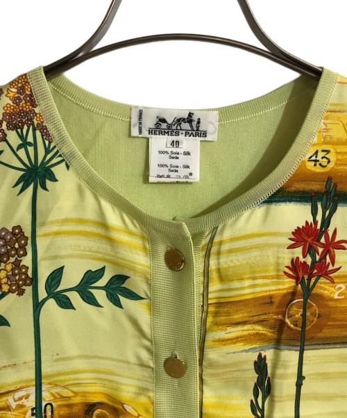 HERMES（エルメス）HERMES (エルメス) セリエボタンスカーフ柄ニットベスト ライトグリーン サイズ:40の古着・服飾アイテム