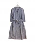 LACOSTEラコステ）の古着「ベルト付ストライプシャツワンピース」｜ブルー