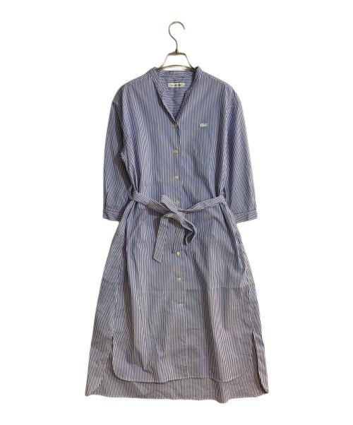 LACOSTE（ラコステ）LACOSTE (ラコステ) ベルト付ストライプシャツワンピース ブルー サイズ:36の古着・服飾アイテム
