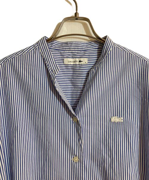 LACOSTE（ラコステ）LACOSTE (ラコステ) ベルト付ストライプシャツワンピース ブルー サイズ:36の古着・服飾アイテム