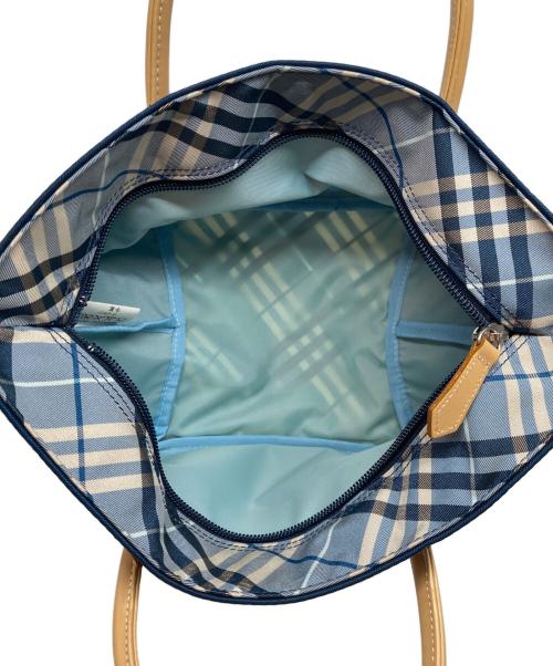 BURBERRY BLUE LABEL（バーバリー ブルー レーベル）BURBERRY BLUE LABEL (バーバリーロンドンブルーレーベル) 舟型ミニトートバッグ ブルーの古着・服飾アイテム