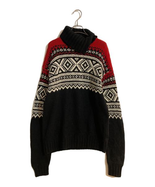 POLO RALPH LAUREN（ポロ・ラルフローレン）POLO RALPH LAUREN (ポロ・ラルフローレン) HAND KNIT ハイネックボタンニット ブラック サイズ:Mの古着・服飾アイテム