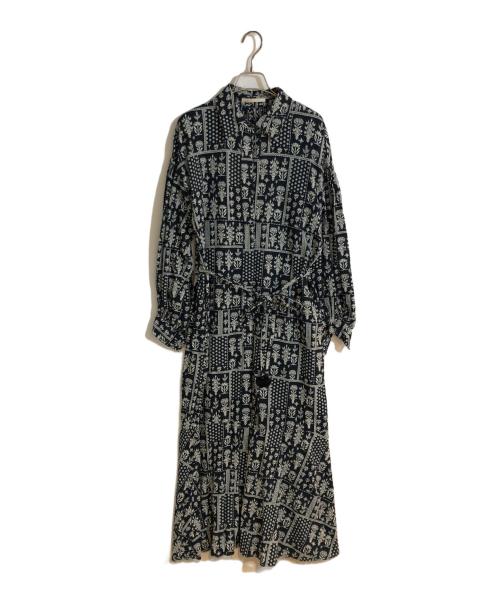 ne quittez pas（ヌキテパ）ne quittez pas (ヌキテパ) コットンパッチワーク シャツドレス ネイビー サイズ:Mの古着・服飾アイテム