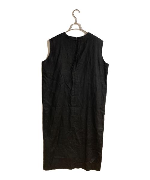 JULY NINE（ジュライナイン）JULY NINE (ジュライナイン) リネンノースリーブワンピース ブラック サイズ:Lの古着・服飾アイテム