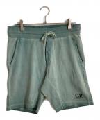 C.P COMPANYシーピーカンパニー）の古着「ロゴスウェットショーツ」｜ブルー