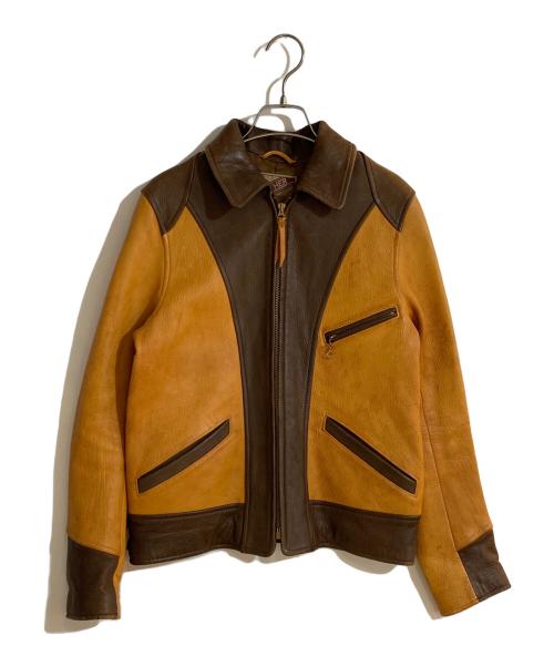 Y'2LEATHER（ワイツーレザー）Y'2LEATHER (ワイツーレザー) ディアレザーライダースジャケット ブラウン サイズ:36の古着・服飾アイテム