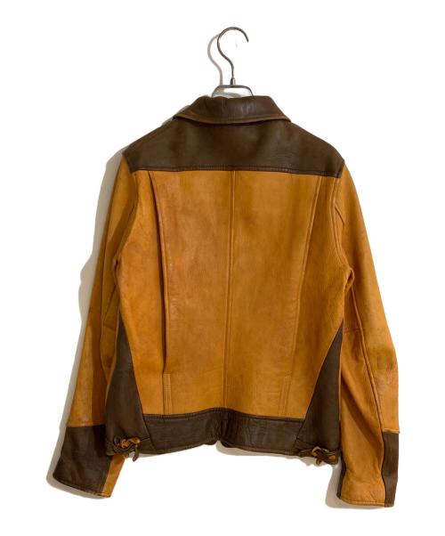 Y'2LEATHER（ワイツーレザー）Y'2LEATHER (ワイツーレザー) ディアレザーライダースジャケット ブラウン サイズ:36の古着・服飾アイテム