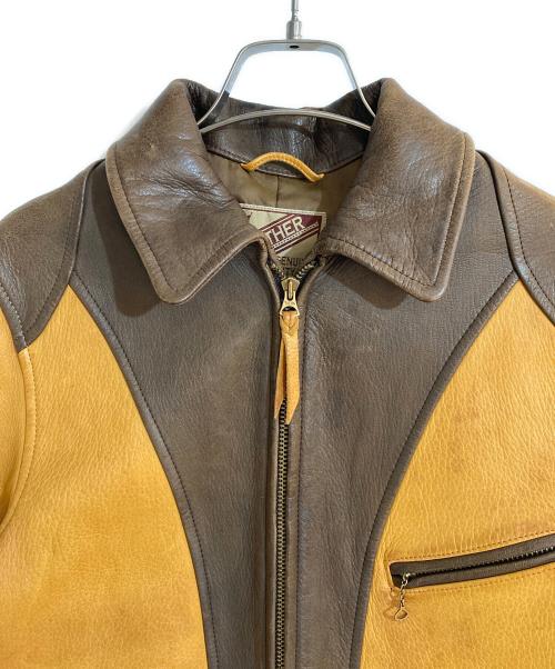 Y'2LEATHER（ワイツーレザー）Y'2LEATHER (ワイツーレザー) ディアレザーライダースジャケット ブラウン サイズ:36の古着・服飾アイテム