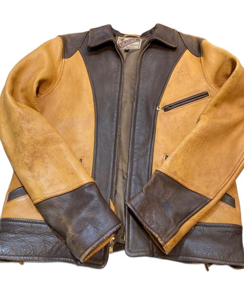 Y'2LEATHER（ワイツーレザー）Y'2LEATHER (ワイツーレザー) ディアレザーライダースジャケット ブラウン サイズ:36の古着・服飾アイテム