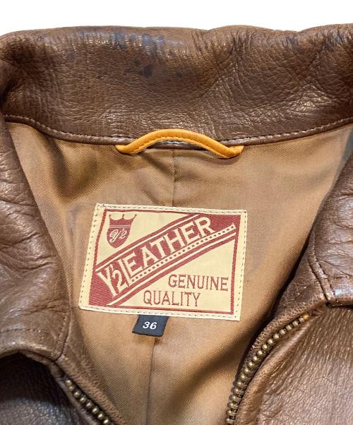 Y'2LEATHER（ワイツーレザー）Y'2LEATHER (ワイツーレザー) ディアレザーライダースジャケット ブラウン サイズ:36の古着・服飾アイテム