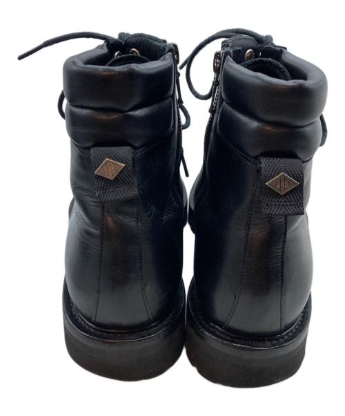 W.H（ダブルエイチ）W.H (ダブルエイチ) フンシャルカーフレザー サイドジップ コンバットブーツ ブラック サイズ:7の古着・服飾アイテム