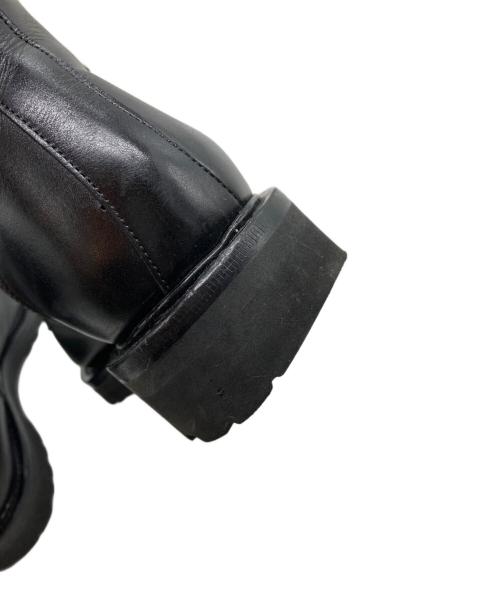 W.H（ダブルエイチ）W.H (ダブルエイチ) フンシャルカーフレザー サイドジップ コンバットブーツ ブラック サイズ:7の古着・服飾アイテム