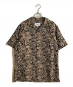 WAX LONDONワックスロンドン）の古着「フラワージャガードオープンカラーシャツ」｜ブラウン