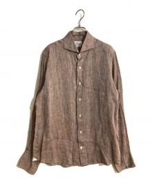 giannetto（ジャンネット）の古着「vinci fit リネンカッタウェイシャツ」｜ブラウン