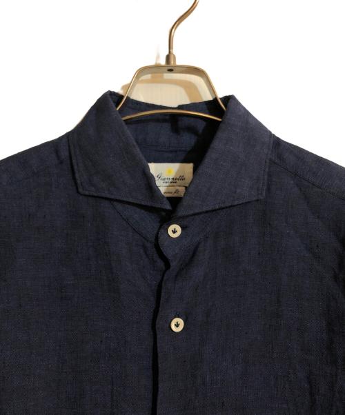 giannetto（ジャンネット）giannetto (ジャンネット) vinci fit リネンカッタウェイシャツ ネイビー サイズ:42の古着・服飾アイテム