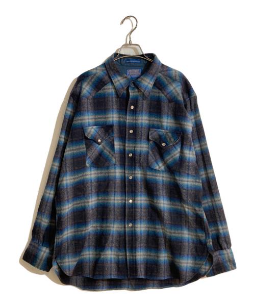 PENDLETON（ペンドルトン）PENDLETON (ペンドルトン) オンブレチェックウールウエスタンシャツ ブルー サイズ:XLの古着・服飾アイテム
