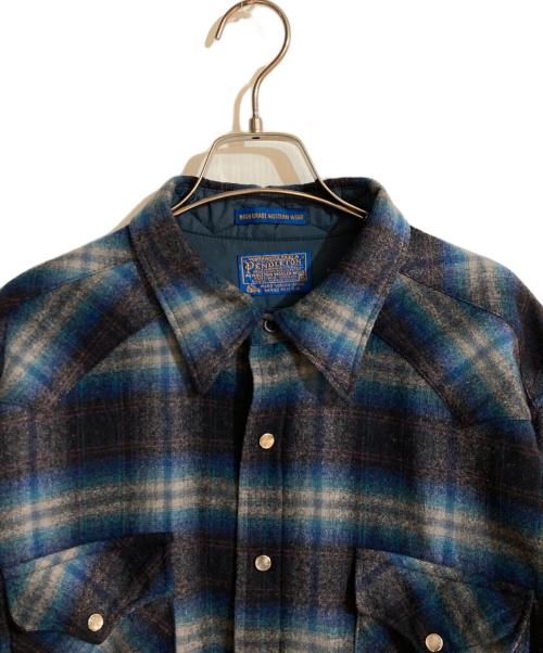 PENDLETON（ペンドルトン）PENDLETON (ペンドルトン) オンブレチェックウールウエスタンシャツ ブルー サイズ:XLの古着・服飾アイテム