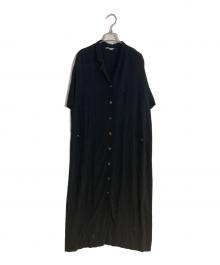 Cotton House Aya（コットンハウス アヤ）の古着「リネン混シャツワンピース」｜ブラック