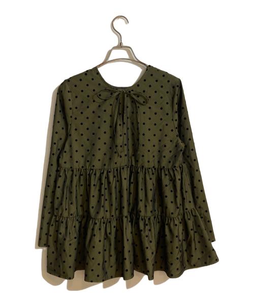 TORRAZZO DONNA（トラッゾドンナ）TORRAZZO DONNA (トラッゾドンナ) 水玉ティアードブラウス グリーン サイズ:Freeの古着・服飾アイテム