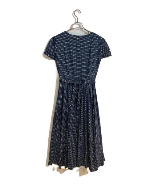 OSCAR DE LA RENTA（オスカーデラレンタ）OSCAR DE LA RENTA (オスカーデラレンタ) パールボタンドットブラウスワンピース ネイビー サイズ:不明の古着・服飾アイテム