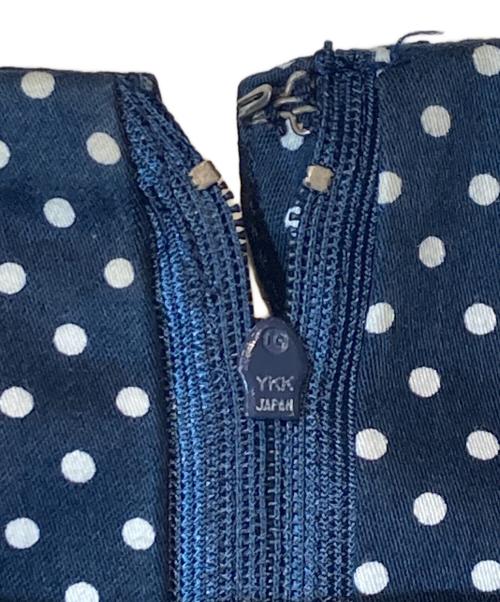 OSCAR DE LA RENTA（オスカーデラレンタ）OSCAR DE LA RENTA (オスカーデラレンタ) パールボタンドットブラウスワンピース ネイビー サイズ:不明の古着・服飾アイテム