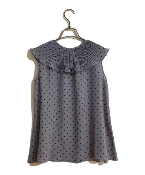 ANAYI（アナイ）ANAYI (アナイ) ハートドットプリントプリーツエリ ブラウス ブルー サイズ:Mの古着・服飾アイテム