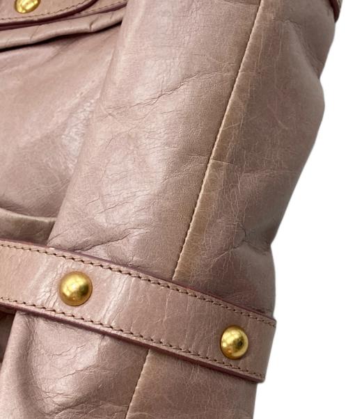 MIU MIU（ミュウミュウ）MIU MIU (ミュウミュウ) レザーギャザーバッグ ピンクの古着・服飾アイテム