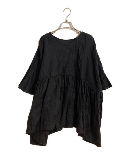 journal standard luxe（ジャーナルスタンダード ラックス）journal standard luxe (ジャーナルスタンダード ラックス) 60リネンギャザープルシャツ ブラック サイズ:不明の古着・服飾アイテム