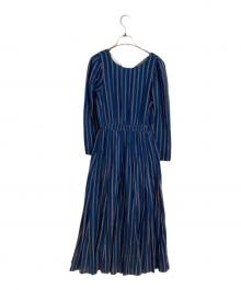 ne quittez pas（ヌキテパ）の古着「COTTON VOILE STRIPE TUCK SLEEVE DRESS」｜ブルー