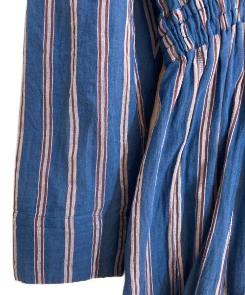 ne quittez pas（ヌキテパ）ne quittez pas (ヌキテパ) COTTON VOILE STRIPE TUCK SLEEVE DRESS ブルー サイズ:不明の古着・服飾アイテム